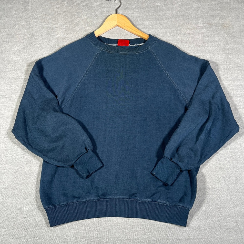 Unbranded Vintage Raglan Sleeve Crewneck Sweatshirt Mens Large Blue Cotton Blend